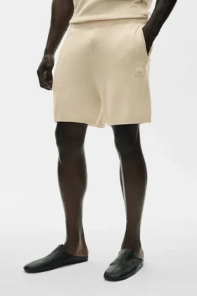 Pantalones cortos «Ever Soft» de algodón y cachemira de 7" - Beige arena