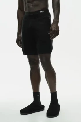 Pantalones cortos «Ever Soft» de algodón y cachemira de 7" — Negro