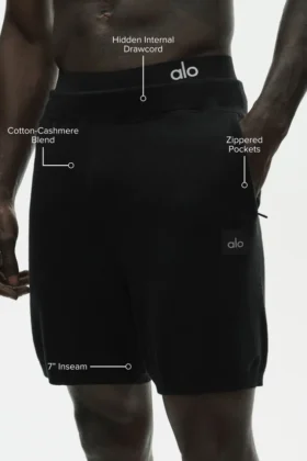 Pantalones cortos «Ever Soft» de algodón y cachemira de 7″ — Negro