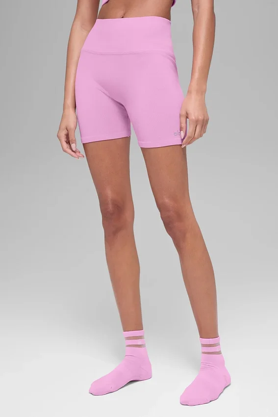 Pantalones cortos «Favorite» de 5" sin costuras y con tejido acanalado - Rosa Candy Heart
