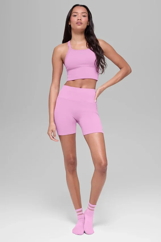 Pantalones cortos «Favorite» de 5" sin costuras y con tejido acanalado - Rosa Candy Heart