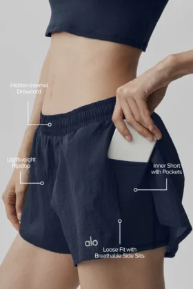 Pantalones cortos Go Time de talle medio – Azul marino