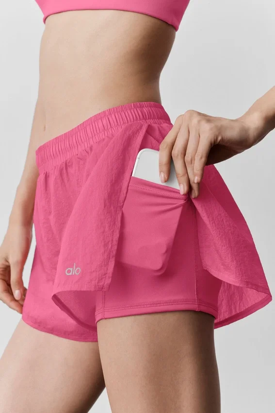 Pantalones cortos Go Time de talle medio - Rosa paraíso