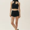 Pantalones cortos Heatwave de seda y cachemira de talle medio - Negro