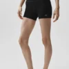 Pantalones cortos High-Waist sin costuras de modal acanalado de 4" - Negro