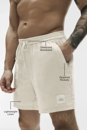 Pantalones cortos Linen Days de 7″ – Color hueso