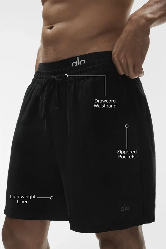 Pantalones cortos «Linen Days» de 7" - Negro