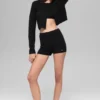 Pantalones cortos Noble de lana y cachemira acanalados - Negro