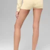 Pantalones cortos Noble de lana y cachemira con canalé - Amarillo candlelight