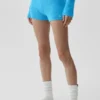 Pantalones cortos Noble de lana y cachemira con canalé - Azul celeste