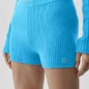 Pantalones cortos Noble de lana y cachemira con canalé - Azul celeste
