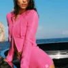 Pantalones cortos Noble de lana y cachemira con canalé - Rosa paraíso