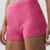 Pantalones cortos Noble de lana y cachemira con canalé - Rosa paraíso