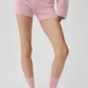 Pantalones cortos Noble de lana y cachemira con canalé - Rosa vintage