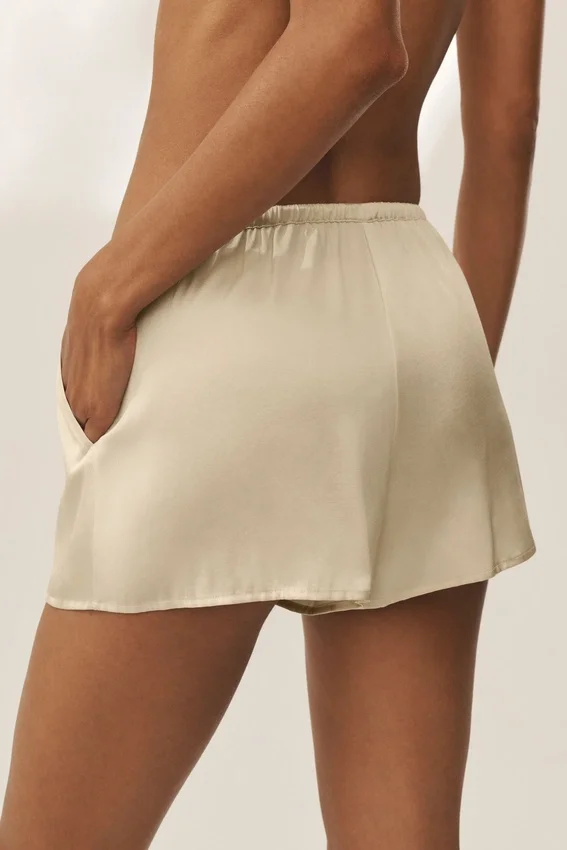 Pantalones cortos Radiance de mezcla de seda - Beige arena