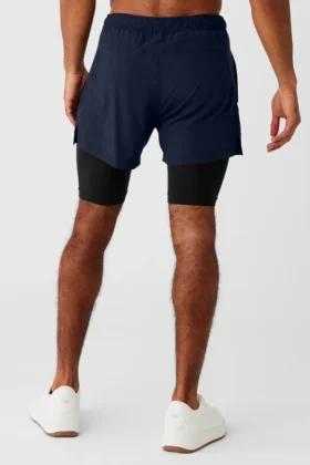 Pantalones cortos Revival 2 en 1 de 5″ – Azul marino/Negro