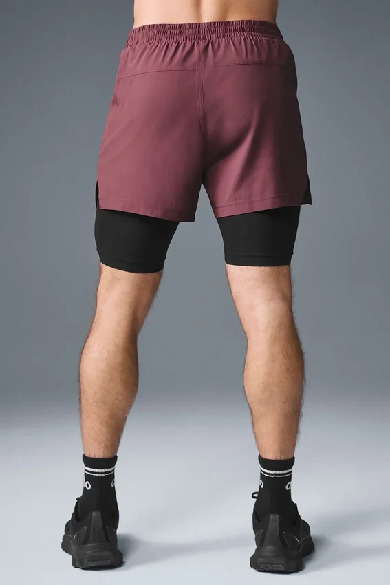 Pantalones cortos Revival 2 en 1 de 5" - Burdeos trufado/Negro