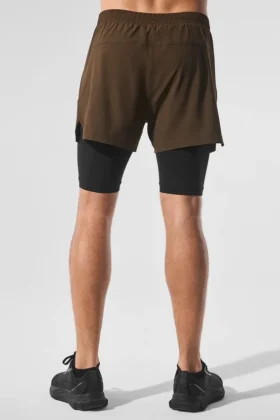 Pantalones cortos Revival 2 en 1 de 5″ – Espresso/Negro