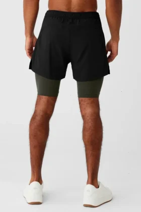 Pantalones cortos Revival 2 en 1 de 5″ – Negro/Verde sigiloso