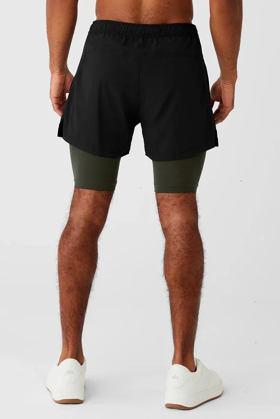 Pantalones cortos Revival 2 en 1 de 5" - Negro/Verde sigiloso