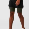 Pantalones cortos Revival 2 en 1 de 5" - Negro/Verde sigiloso