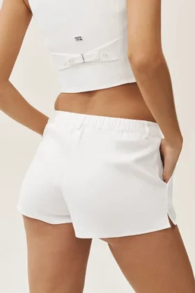 Pantalones cortos Riviera de talle bajo en mezcla de lino – Blanco
