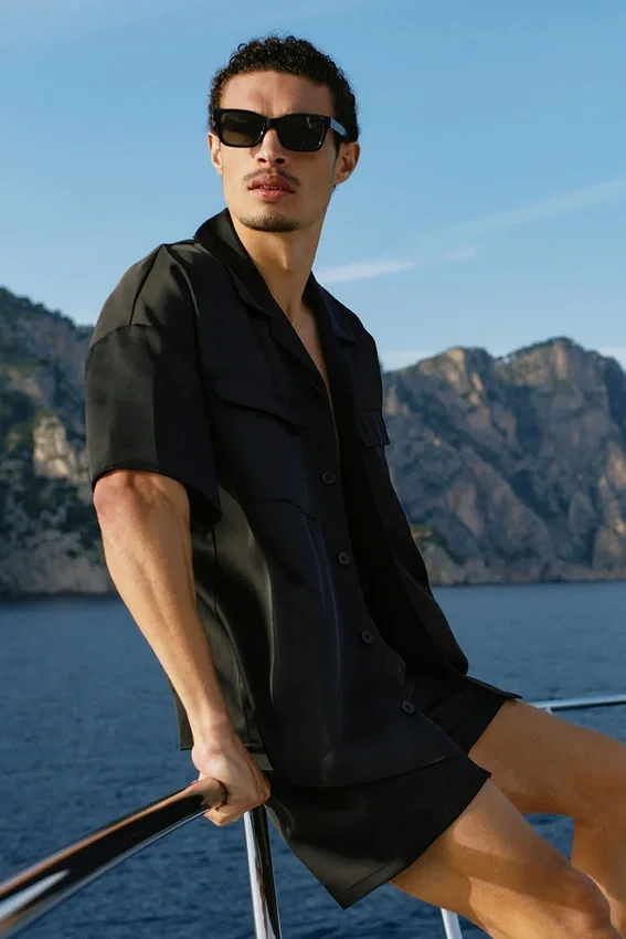 Pantalones cortos «Satin Horizon» de 7" - Negro