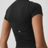 Pantalones cortos sin costuras con cuello alto de punto calado - Negro