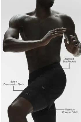 Pantalones cortos técnicos 2 en 1 Conquer React – Negro/Negro