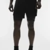 Pantalones cortos técnicos 2 en 1 Conquer React - Negro/Negro