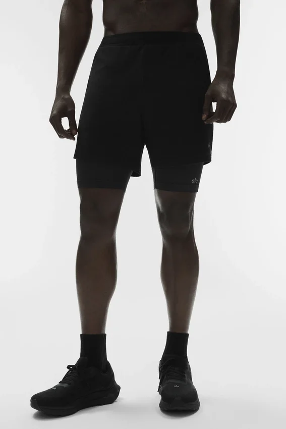 Pantalones cortos técnicos 2 en 1 Conquer React - Negro/Negro