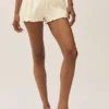 Pantalones cortos tipo bloomer Riviera de mezcla de lino - Beige arena