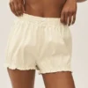 Pantalones cortos tipo bloomer Riviera de mezcla de lino - Beige arena