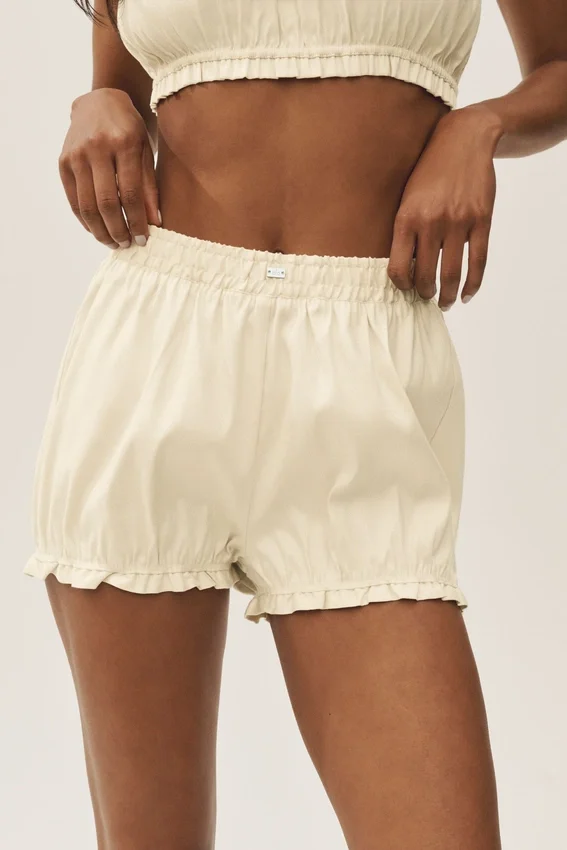 Pantalones cortos tipo bloomer Riviera de mezcla de lino - Beige arena