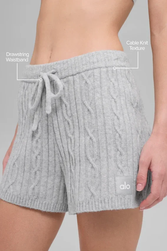 Pantalones cortos «Winter Bliss» de punto trenzado - Gris jaspeado deportivo