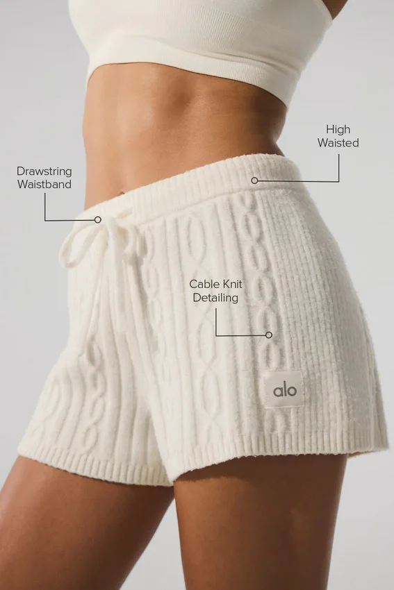Pantalones cortos Winter Bliss de punto trenzado - Marfil