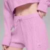Pantalones cortos «Winter Bliss» de punto trenzado - Rosa corazón de caramelo