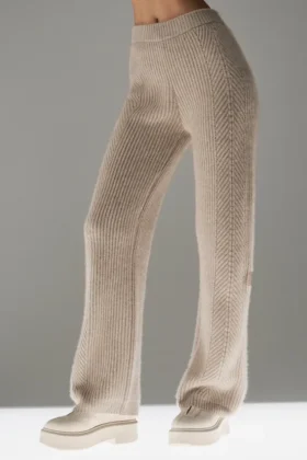 Pantalones de cachemira de corte ancho «Winter Magic» — Flax Heather