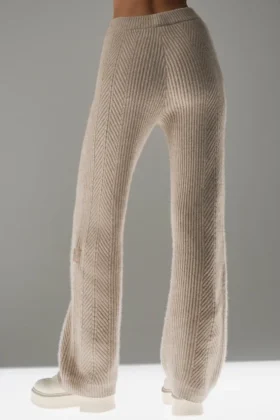 Pantalones de cachemira de corte ancho «Winter Magic» — Flax Heather