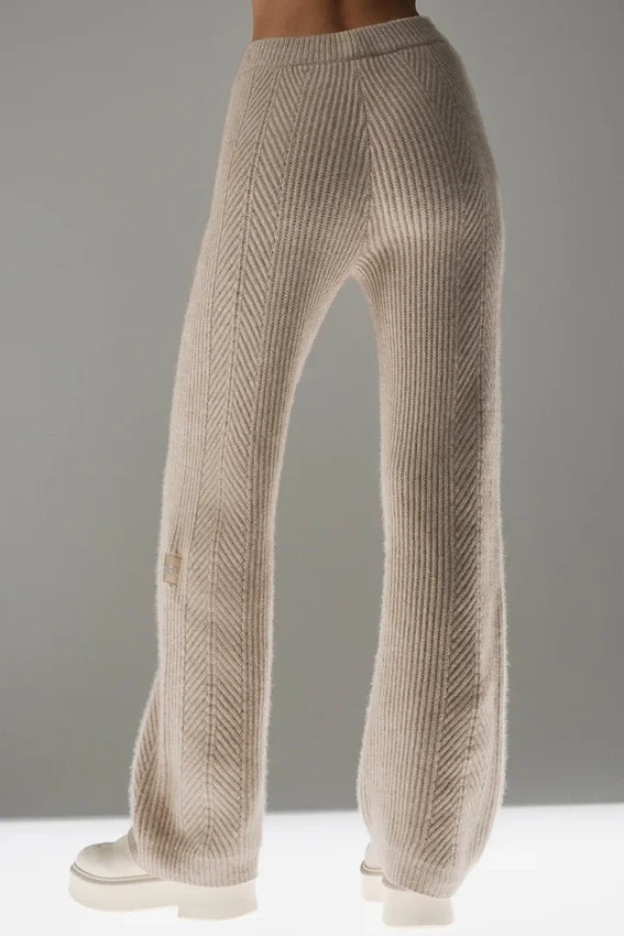 Pantalones de cachemira de corte ancho «Winter Magic» — Flax Heather