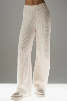 Pantalones de cachemira de corte ancho «Winter Magic» - Marfil