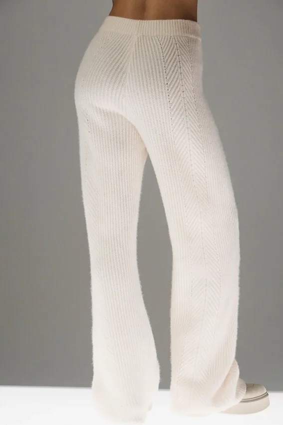 Pantalones de cachemira de corte ancho «Winter Magic» - Marfil