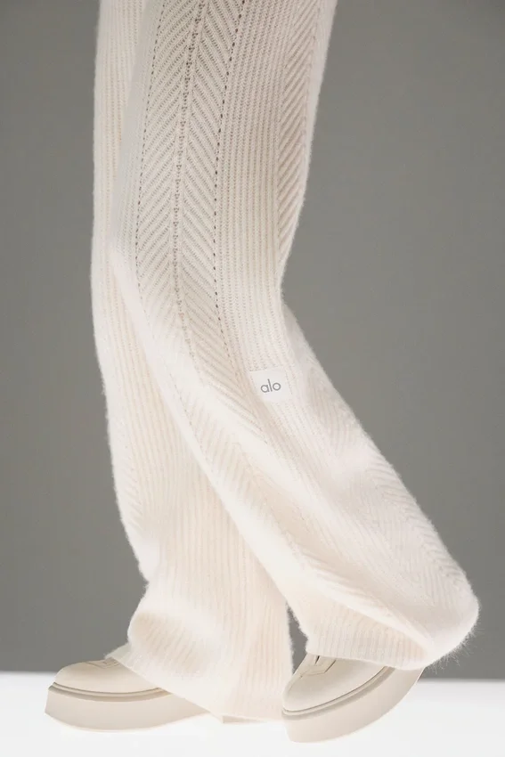 Pantalones de cachemira de corte ancho «Winter Magic» - Marfil
