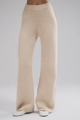 Pantalones de cachemira de pierna ancha «Winter Magic» — Birch Heather