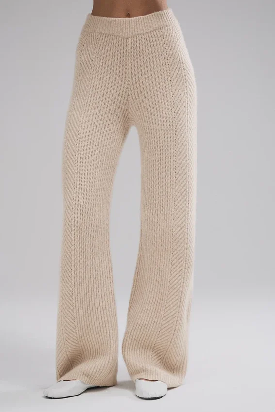 Pantalones de cachemira de pierna ancha «Winter Magic» — Birch Heather