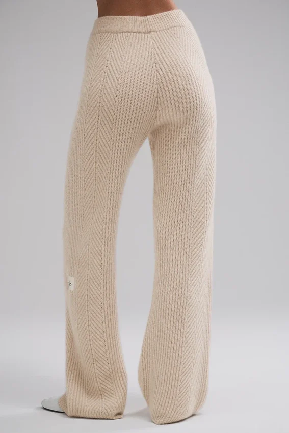 Pantalones de cachemira de pierna ancha «Winter Magic» — Birch Heather