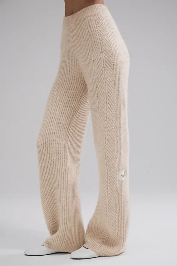Pantalones de cachemira de pierna ancha «Winter Magic» — Birch Heather