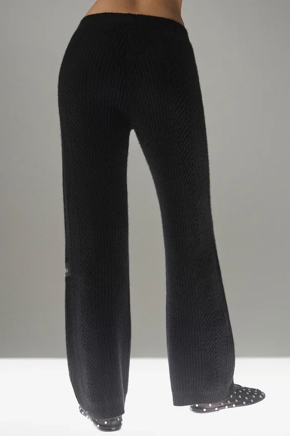 Pantalones de cachemira de pierna ancha «Winter Magic» — Negro