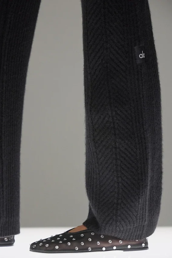 Pantalones de cachemira de pierna ancha «Winter Magic» — Negro