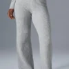 Pantalones de cachemira High-Waist con tejido de gofre mullido - Gris jaspeado deportivo